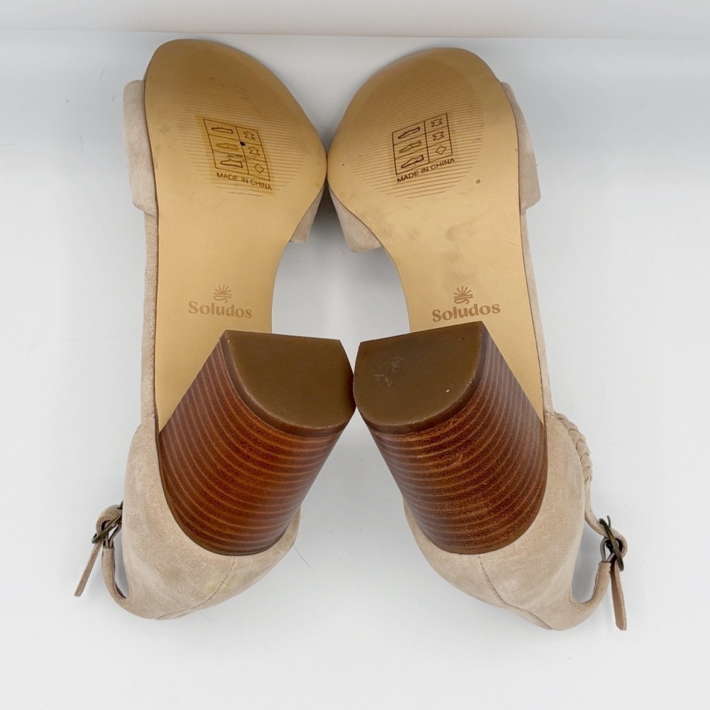 Soludos Hazel Suede Heels Sz 9.5 Sand/Tan Summer Neutral NEW NWOB - Picture 9 of 10
